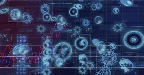 Image of data processing over dark background Stock Illustration