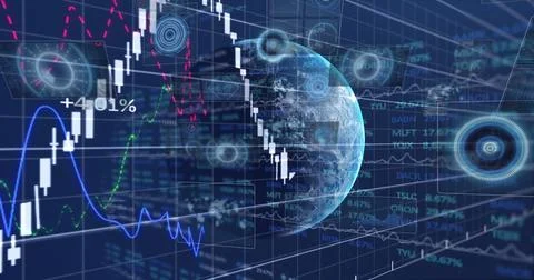 Image of data processing over dark background Stock Illustration