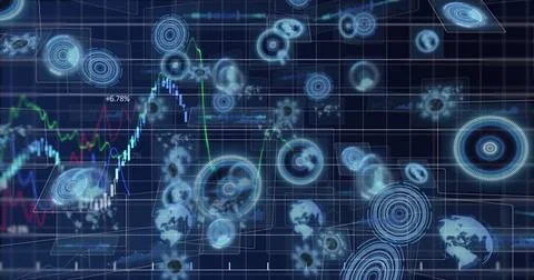 Image of data processing over dark background 스톡 일러스트