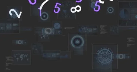 Image of data processing over dark background 스톡 일러스트