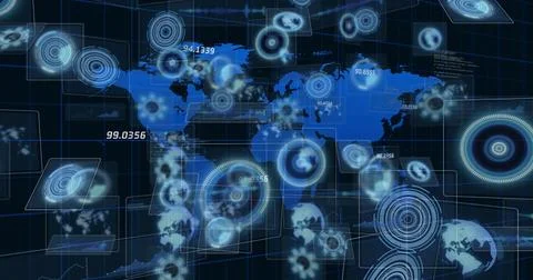 Image of data processing over dark background Stock Illustration