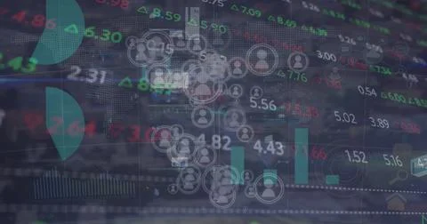 Image of data processing over dark background Stock Illustration