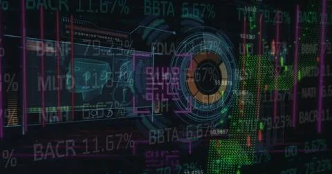 Image of data processing over dark background 스톡 일러스트
