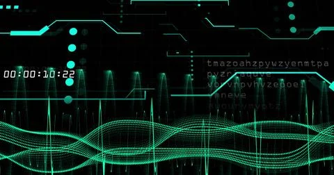 Image of data processing over dark background Foto stock