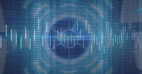 Image of data processing over dark background 스톡 사진