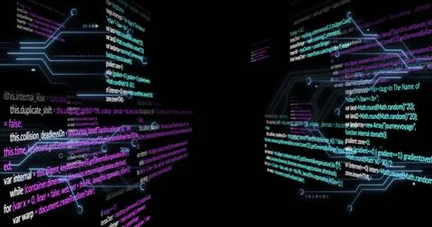 Image of data processing over dark background Stock Photos
