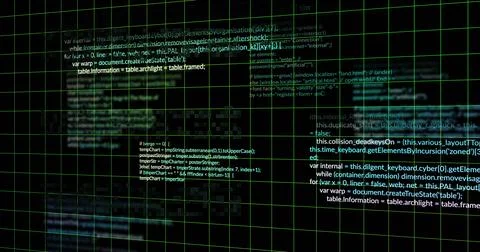 Image of data processing over dark background Stock Photos