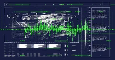 Image of data processing over dark background 写真素材