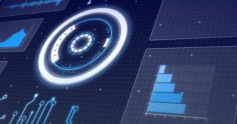Image of data processing over dark background Foto stock