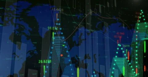 Image of data processing over dark background Stock Photos