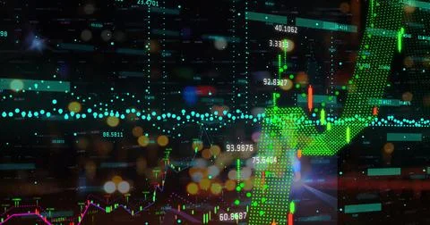 Image of data processing over dark background Stock Photos
