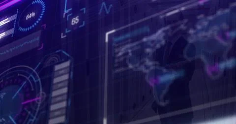 Image of data processing over dark background Stock Photos