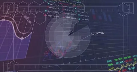 Image of data processing over dark background Stock Photos
