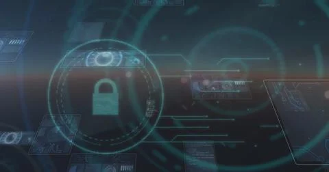 Image of data processing over dark background 스톡 사진