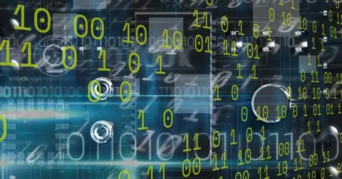 Image of data processing over dark background Stock Photos
