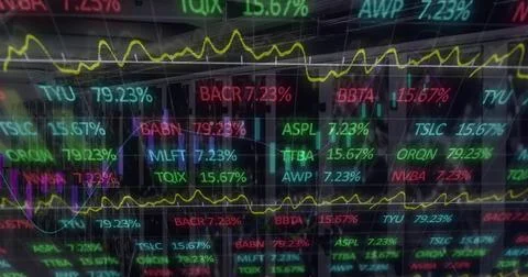 Image of data processing over dark background Stock Photos