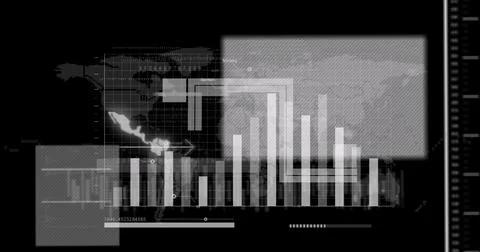 Image of data processing over dark background Stock Photos