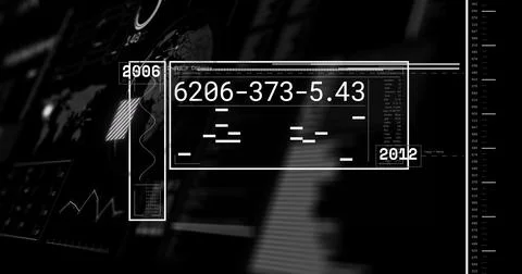 Image of data processing over dark background Stock Photos