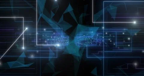 Image of data processing over dark background Stock Photos