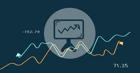 Image of data processing over diagram Stock Photos