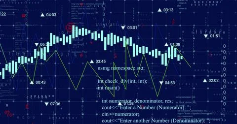 Image of data processing over diagram Stock Photos