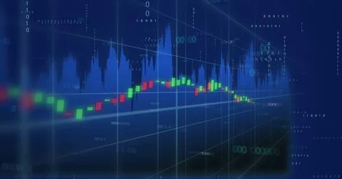 Image of data processing over diagram Stock Photos