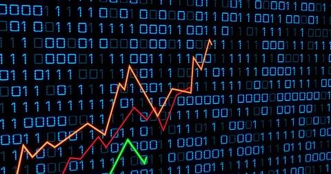 Image of data processing over diagram Stock Photos
