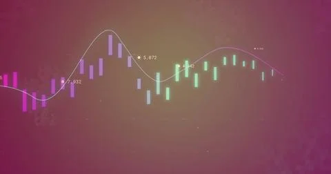 Image of data processing over diagrams on blue background Stock Illustration