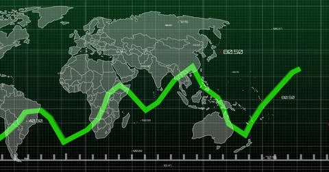 Image of data processing over diagrams and world map Stock Illustration