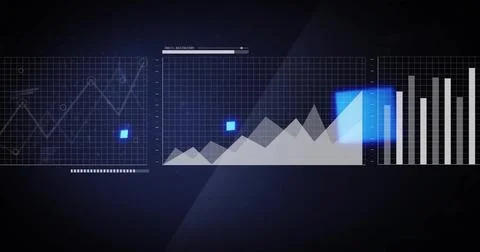 Image of data processing over diagrams Stock Photos