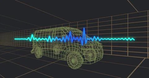 Image of data processing over digital van on background Stock Illustration