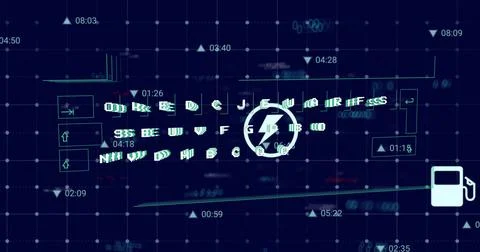 Image of data processing over digital icons Illustrazione stock