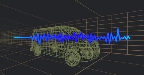 Image of data processing over digital van on background Stock Photos