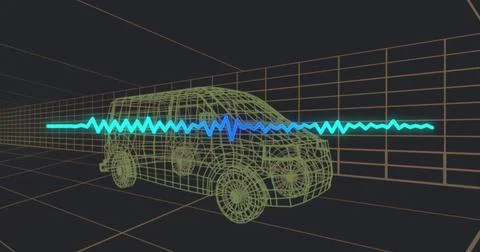 Image of data processing over digital van on background Stock Photos