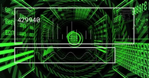 Image of data processing over digital tunnel Foto stock