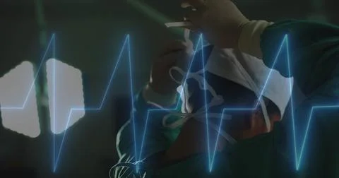 Image of data processing over diverse surgeons in hospital 스톡 일러스트