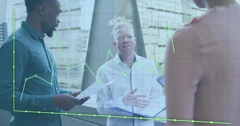 Image of data processing over diverse business people in office 写真素材