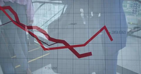 Image of data processing over diverse business people walking Stock Photos