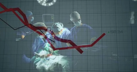 Image of data processing over diverse surgeons Stock Photos
