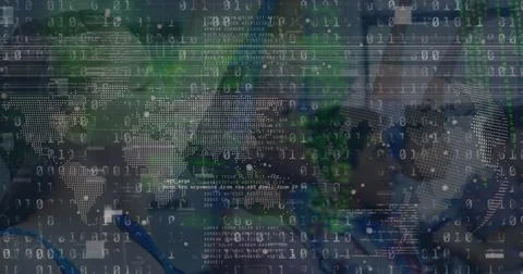 Image of data processing over diverse schoolchildren Foto stock
