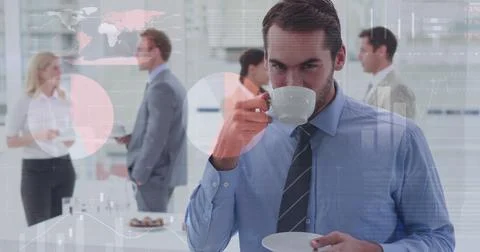 Image of data processing over diverse business people Stock Photos