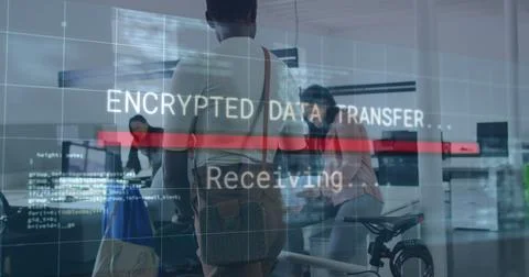 Image of data processing over diverse business people in office Stock Photos