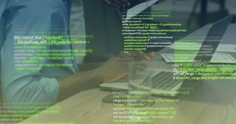Image of data processing over diverse business people Stock Photos