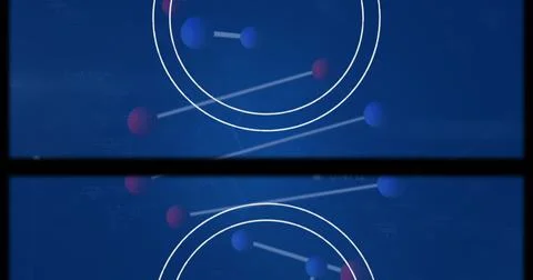 Image of data processing over dna strand and shapes Stock Illustration