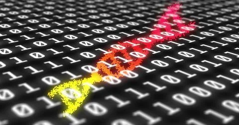 Image of data processing over dna strand on black background 스톡 일러스트