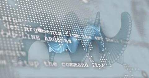 Image of data processing over dna strand spinning 스톡 사진