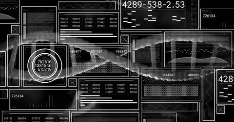 Image of data processing over dna strand spinning Foto stock