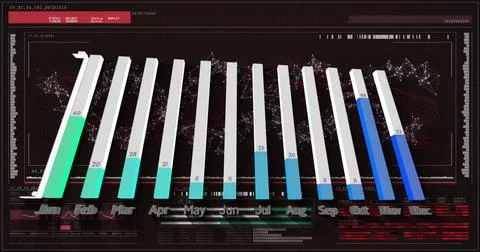 Image of data processing over dna strand on black background Foto stock