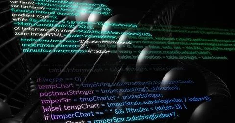 Image of data processing over dna strand Foto stock