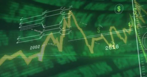 Image of data processing over dollar symbols Illustrazione stock